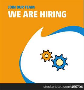 Join Our Team. Busienss Company Gear We Are Hiring Poster Callout Design. Vector background