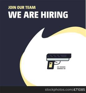 Join Our Team. Busienss Company Gun We Are Hiring Poster Callout Design. Vector background
