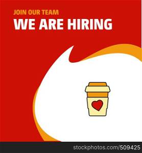Join Our Team. Busienss Company Juice glass We Are Hiring Poster Callout Design. Vector background
