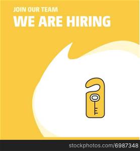 Join Our Team. Busienss Company Key tag We Are Hiring Poster Callout Design. Vector background