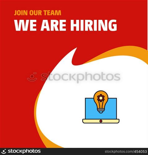 Join Our Team. Busienss Company Laptop We Are Hiring Poster Callout Design. Vector background