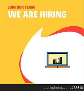 Join Our Team. Busienss Company Laptop We Are Hiring Poster Callout Design. Vector background