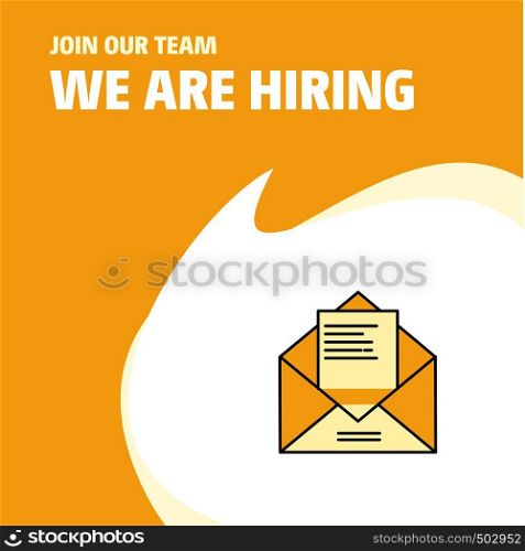 Join Our Team. Busienss Company Letter We Are Hiring Poster Callout Design. Vector background
