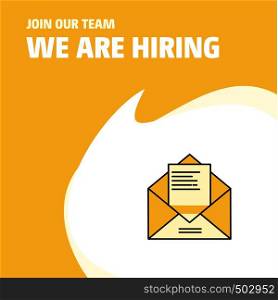 Join Our Team. Busienss Company Letter We Are Hiring Poster Callout Design. Vector background