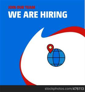 Join Our Team. Busienss Company Map location We Are Hiring Poster Callout Design. Vector background