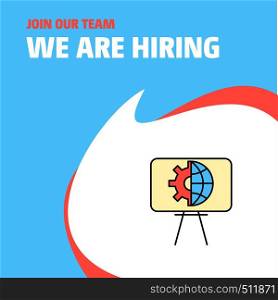 Join Our Team. Busienss Company Presentation We Are Hiring Poster Callout Design. Vector background