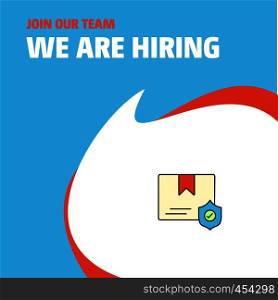 Join Our Team. Busienss Company Protected document We Are Hiring Poster Callout Design. Vector background