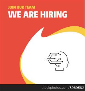 Join Our Team. Busienss Company Robotics We Are Hiring Poster Callout Design. Vector background
