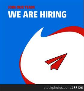 Join Our Team. Busienss Company Send button We Are Hiring Poster Callout Design. Vector background