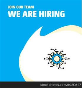 Join Our Team. Busienss Company Setting gear We Are Hiring Poster Callout Design. Vector background