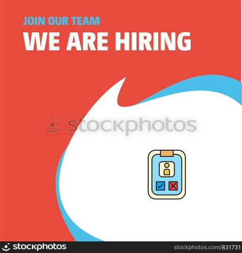 Join Our Team. Busienss Company Social media user profile We Are Hiring Poster Callout Design. Vector background