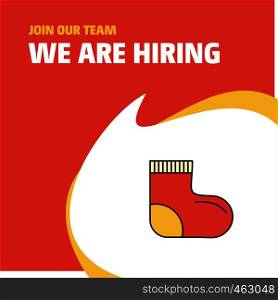 Join Our Team. Busienss Company Socks We Are Hiring Poster Callout Design. Vector background