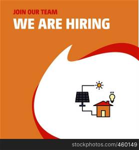 Join Our Team. Busienss Company Solar panel We Are Hiring Poster Callout Design. Vector background