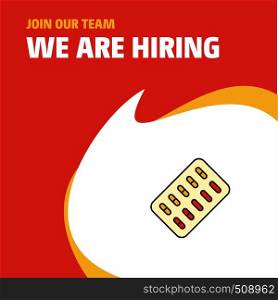 Join Our Team. Busienss Company Tablets We Are Hiring Poster Callout Design. Vector background