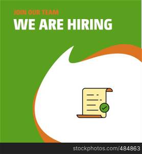 Join Our Team. Busienss Company Text document We Are Hiring Poster Callout Design. Vector background