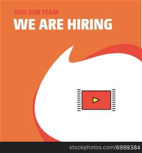 Join Our Team. Busienss Company Video We Are Hiring Poster Callout Design. Vector background