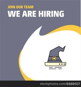 Join Our Team. Busienss Company Witch hat We Are Hiring Poster Callout Design. Vector background