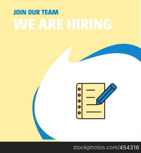 Join Our Team. Busienss Company Writing on notes We Are Hiring Poster Callout Design. Vector background