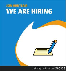 Join Our Team. Busienss Company Writing We Are Hiring Poster Callout Design. Vector background