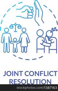 Joint conflict resolution concept icon. Overcoming difficulties. Family emotional support idea thin line illustration. Problem solving. Vector isolated outline RGB color drawing. Joint conflict resolution concept icon