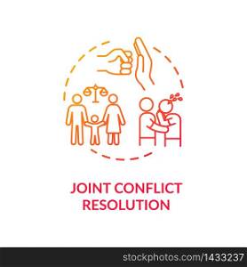 Joint conflict resolution concept icon. Overcoming difficulties. Family psychological support idea thin line illustration. Problem solving. Vector isolated outline RGB color drawing. Joint conflict resolution concept icon