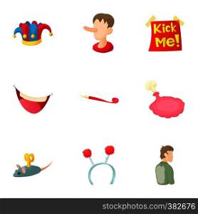 Joke icons set. Cartoon illustration of 9 joke vector icons for web. Joke icons set, cartoon style