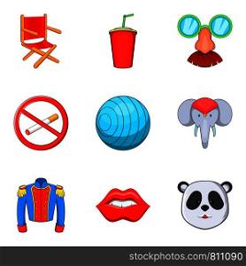 Joke icons set. Cartoon set of 9 joke vector icons for web isolated on white background. Joke icons set, cartoon style