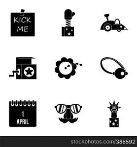 Joke icons set. Simple illustration of 9 joke vector icons for web. Joke icons set, simple style