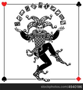 Joker Background Illustration . Joker card background with spades hearts diamonds and clubs flat vector illustration