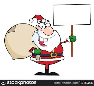 Jolly Christmas Santa Holding A Blank Sign