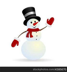 Jolly Christmas snowman on a white background