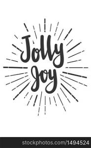 Jolly joy Christmas wishes lettering in doodle style. Vector festive illustration. Christmas wish text lettering. Greeting card, banner, poster. Vector isolated illustration.. Christmas wishes lettering in doodle style jolly vector