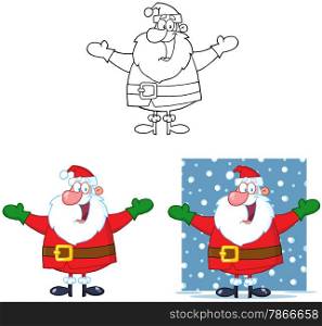 Jolly Santa Claus Cartoon Mascot Characters- Collection