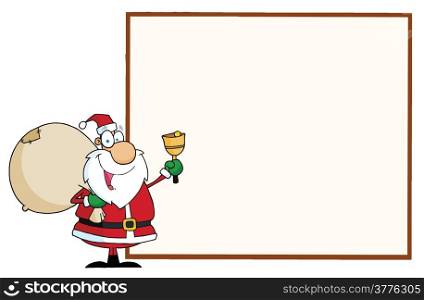 Jolly Santa Presenting A Blank Sign Board
