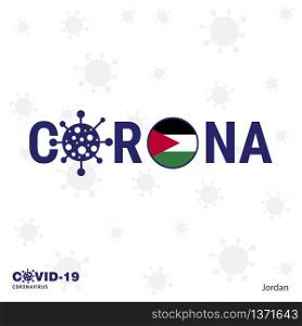 Jordan Coronavirus Typography. COVID-19 country banner. Stay home, Stay Healthy. Take care of your own health