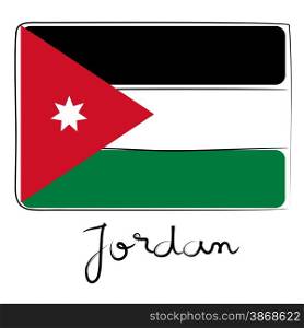 Jordan country flag doodle with title text isolated on white