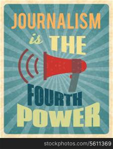 Journalism press news reporter profession poster with red megaphone and text vector illustration