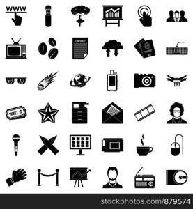 Journalist icons set. Simple style of 36 journalist vector icons for web isolated on white background. Journalist icons set, simple style