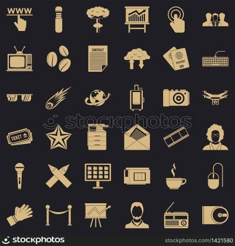 Journalist icons set. Simple style of 36 journalist vector icons for web for any design. Journalist icons set, simple style