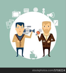 journalist said on camera illustration. Flat modern style vector design