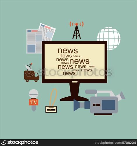 journalist says TV news illustration. Flat modern style vector design