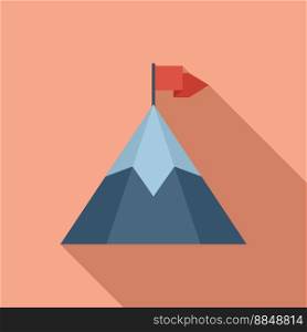 Journey flag on mountain icon flat vector. Top career. Climb success. Journey flag on mountain icon flat vector. Top career