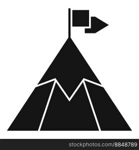 Journey flag on mountain icon simple vector. Top career. Climb success. Journey flag on mountain icon simple vector. Top career
