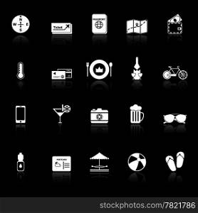 Journey icons with reflect on black background, stock vector