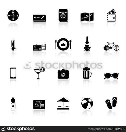 Journey icons with reflect on white background, stock vector