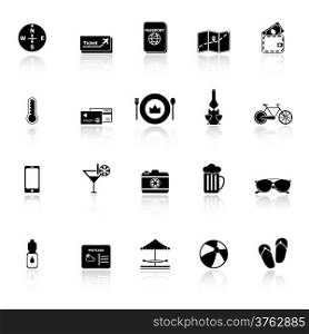 Journey icons with reflect on white background, stock vector