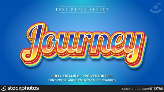 Journey Text Style Effect. Editable Graphic Text Template.