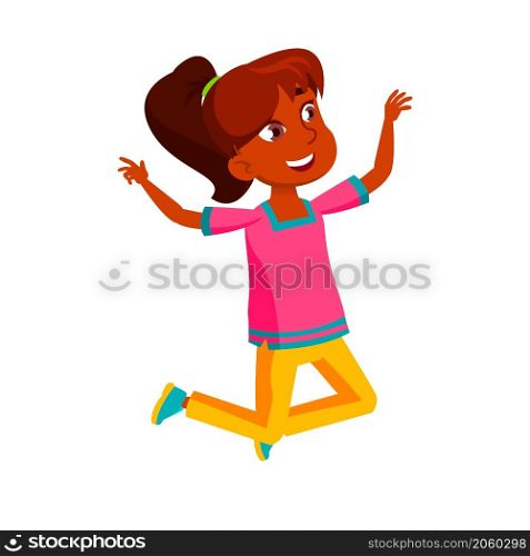 joy jumping teen girl. cute child. excited human. vector flat cartoon illustration. joy jumping teen girl vector