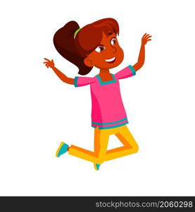 joy jumping teen girl. cute child. excited human. vector flat cartoon illustration. joy jumping teen girl vector