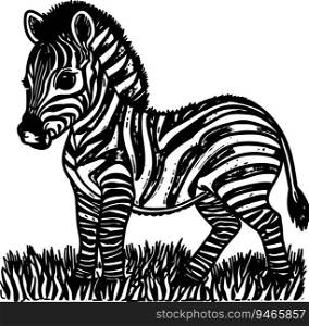 Joyful Baby Zebra: Prancing with Distinct Black and White Stripes - Ready to Color
